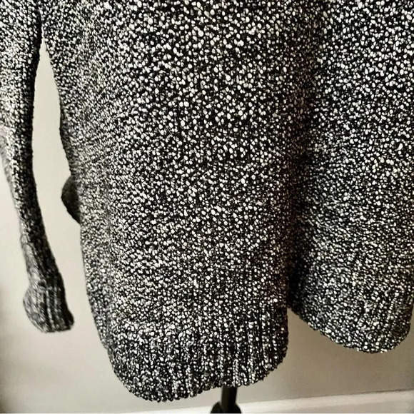 Lou & Grey Black White Marled Knit Sweater S Relaxed Fit High-Low Cozy Pullover - Picture 7 of 12